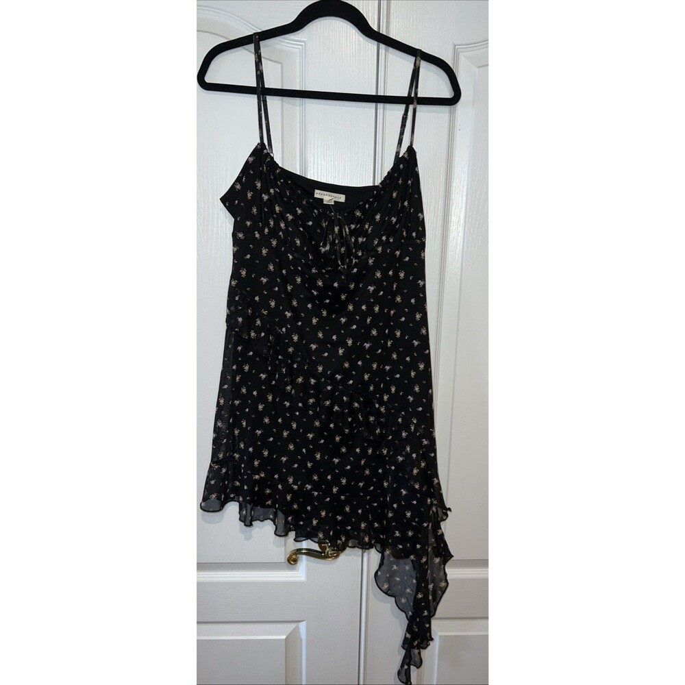 Aeropostale Floral Asymmetrical Bodycon Dress Size XL Sheer Festival Fairy Y2K